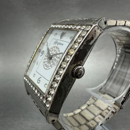 Brighton Diamond Bar Watch Women 29mm White Dial Silver Plated New Battery2