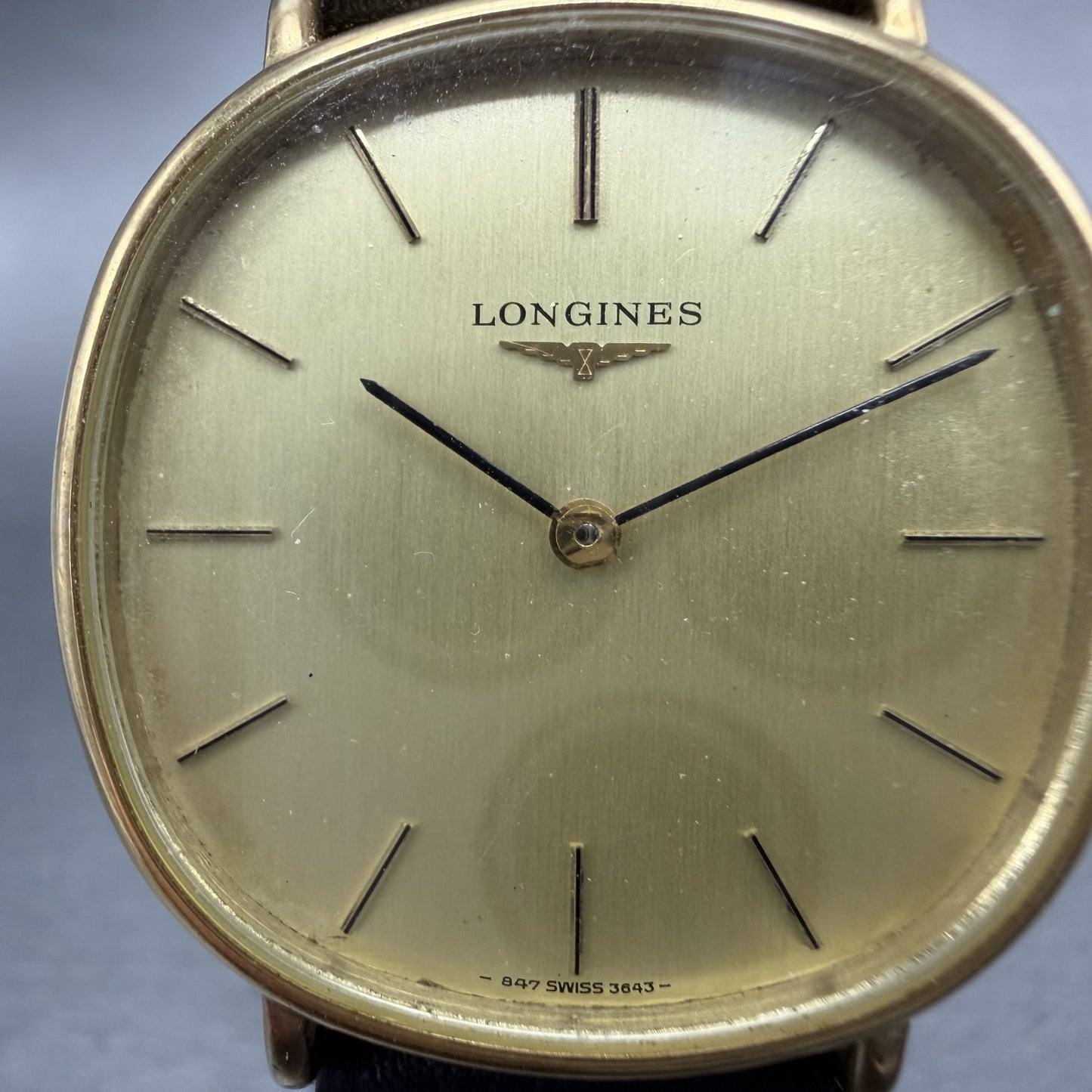 Longines Watch Men 32mm Gold Dial Gold Plated Manual Wind Runs 3643 847 Runs VTG1
