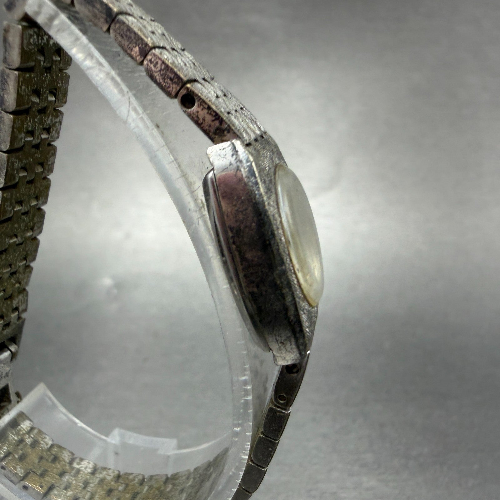 Seiko Watch Women 15mm Silver Dial Silver Tone Rectangle Manual 10-8360 Runs VTG3