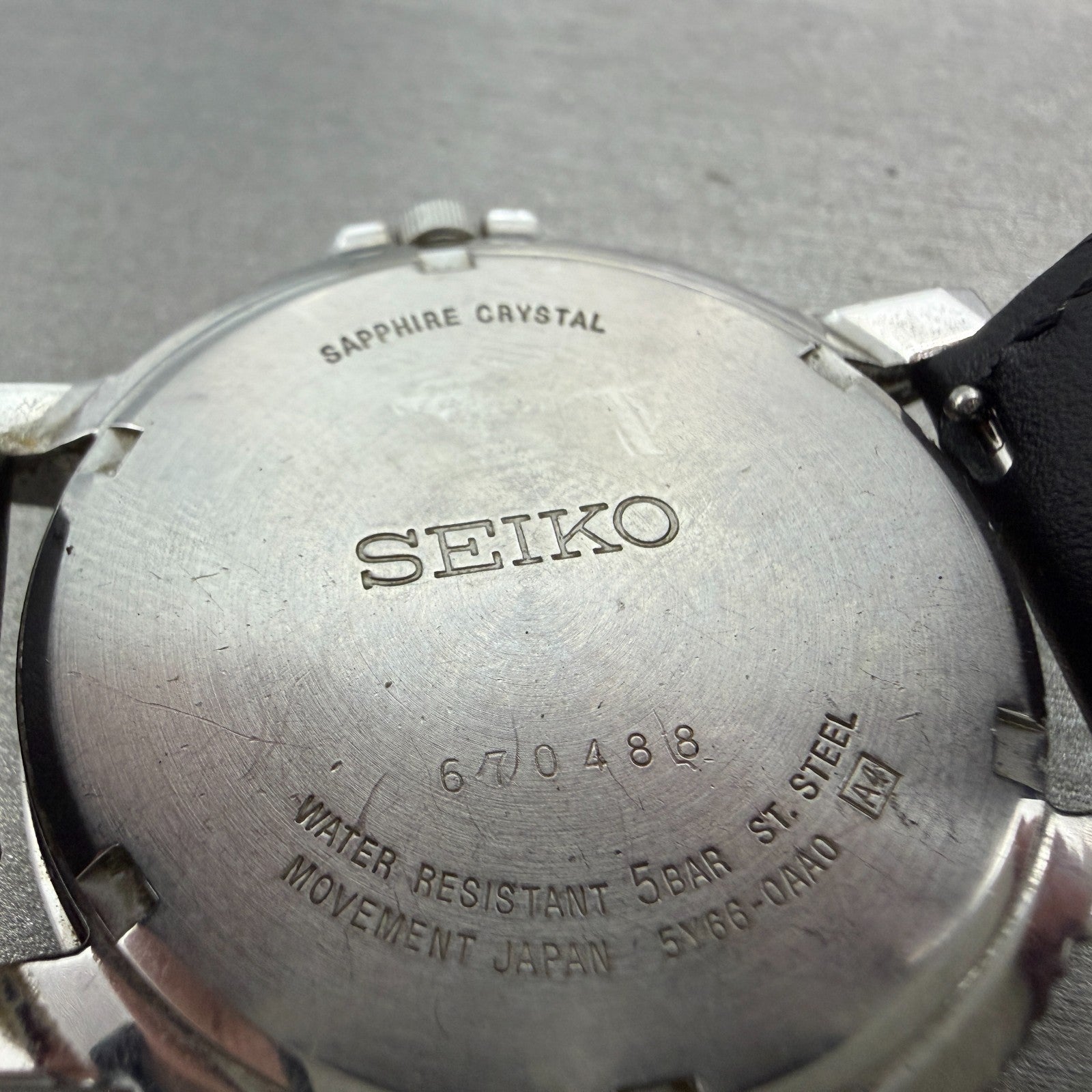 Seiko Watch Men 39mm Black Dial Silver Tone Daydate 24 Hour 5Y66-0AA0 NewBattery10