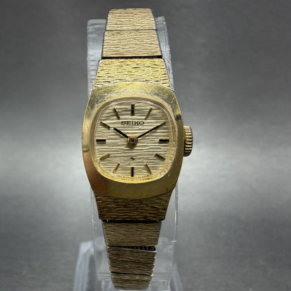 Seiko Watch Women 15mm Champagne Dial Gold Tone Manual Rectangle 11-3389 Runs0