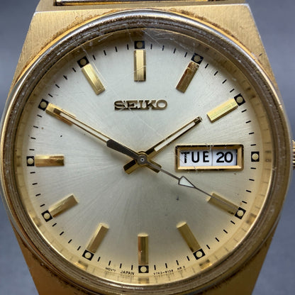 Seiko Watch Men 35mm Champagne Dial Gold Tone Daydate Round V743-9029 PARTS2