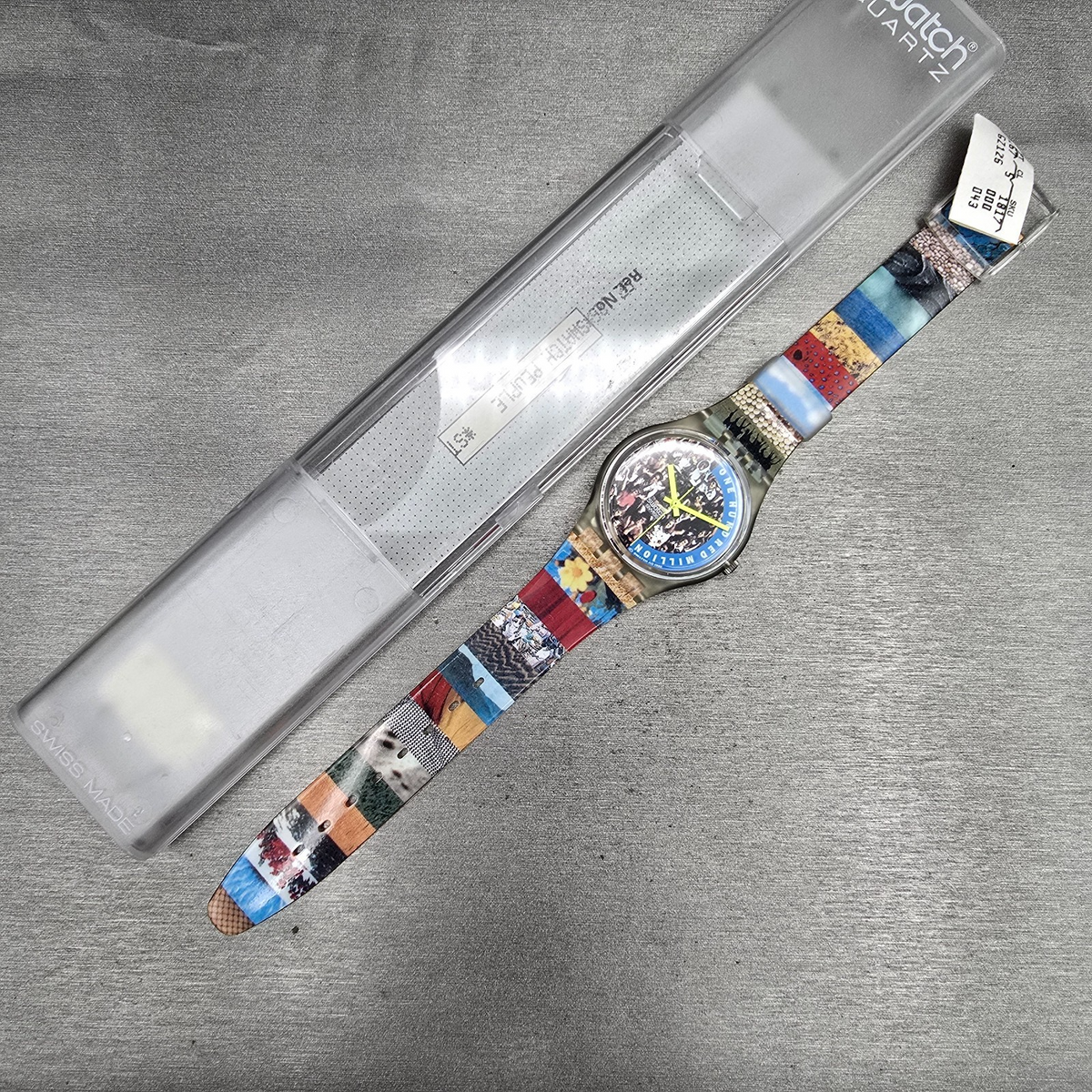 Swatch The People Watch Men 34mm Blue Dial Clear Case GZ126 New Battery NOS15