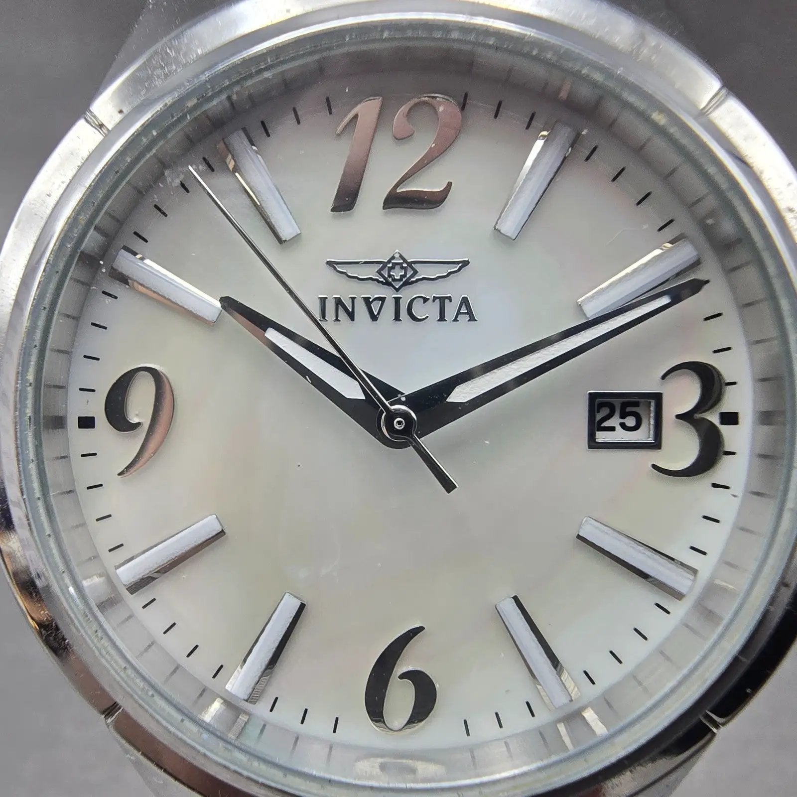 Invicta Angel Watch Women 36mm MOP Dial Silver Tone Date 17303 New Battery1