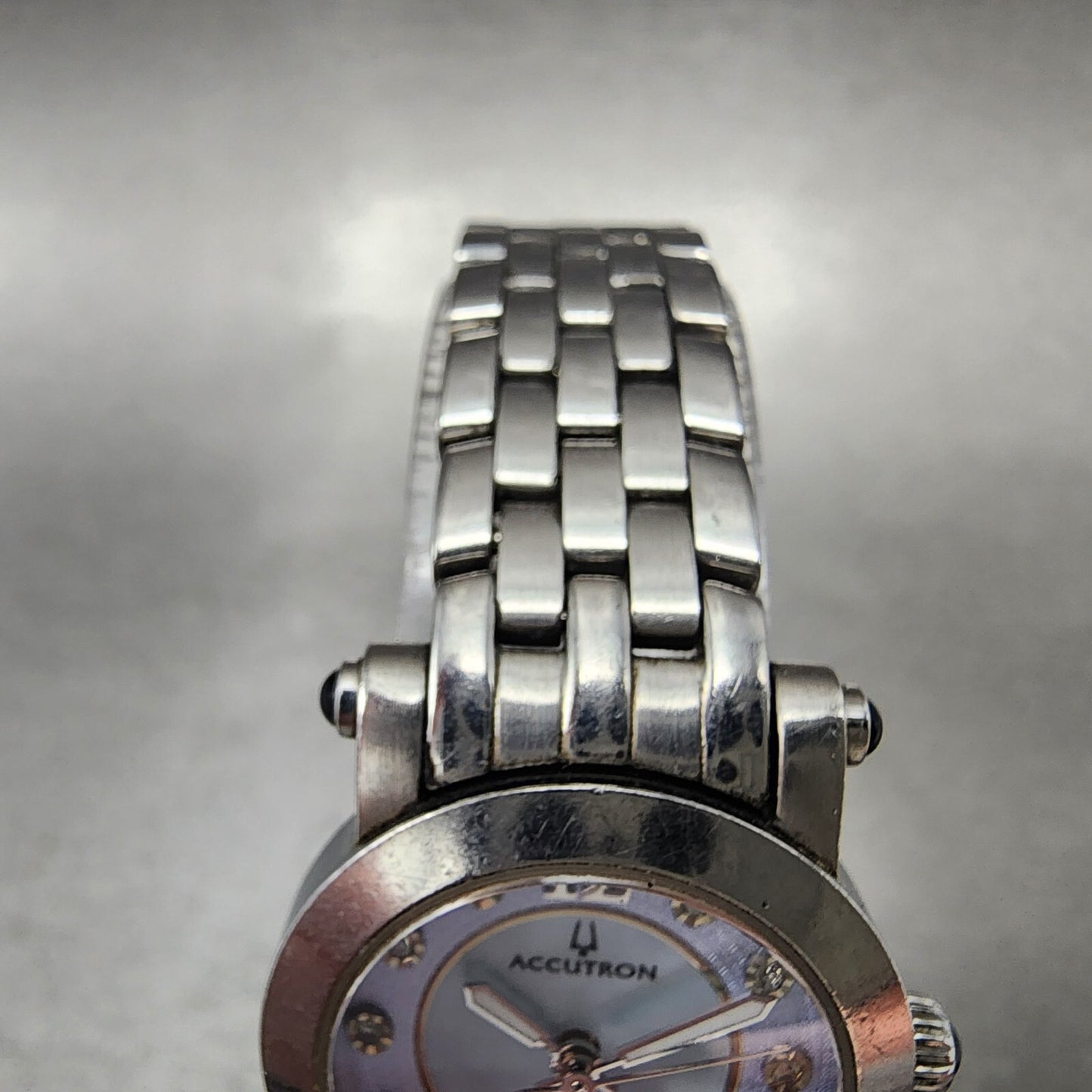 Bulova Accutron Watch Women 24mm MOP Dial Silver Tone Diamond Accents New Batt4
