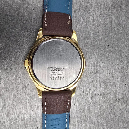 Citizen Watch Men 37mm Blue Dial Gold Tone Daydate Round 5500-R10354 New Battery10