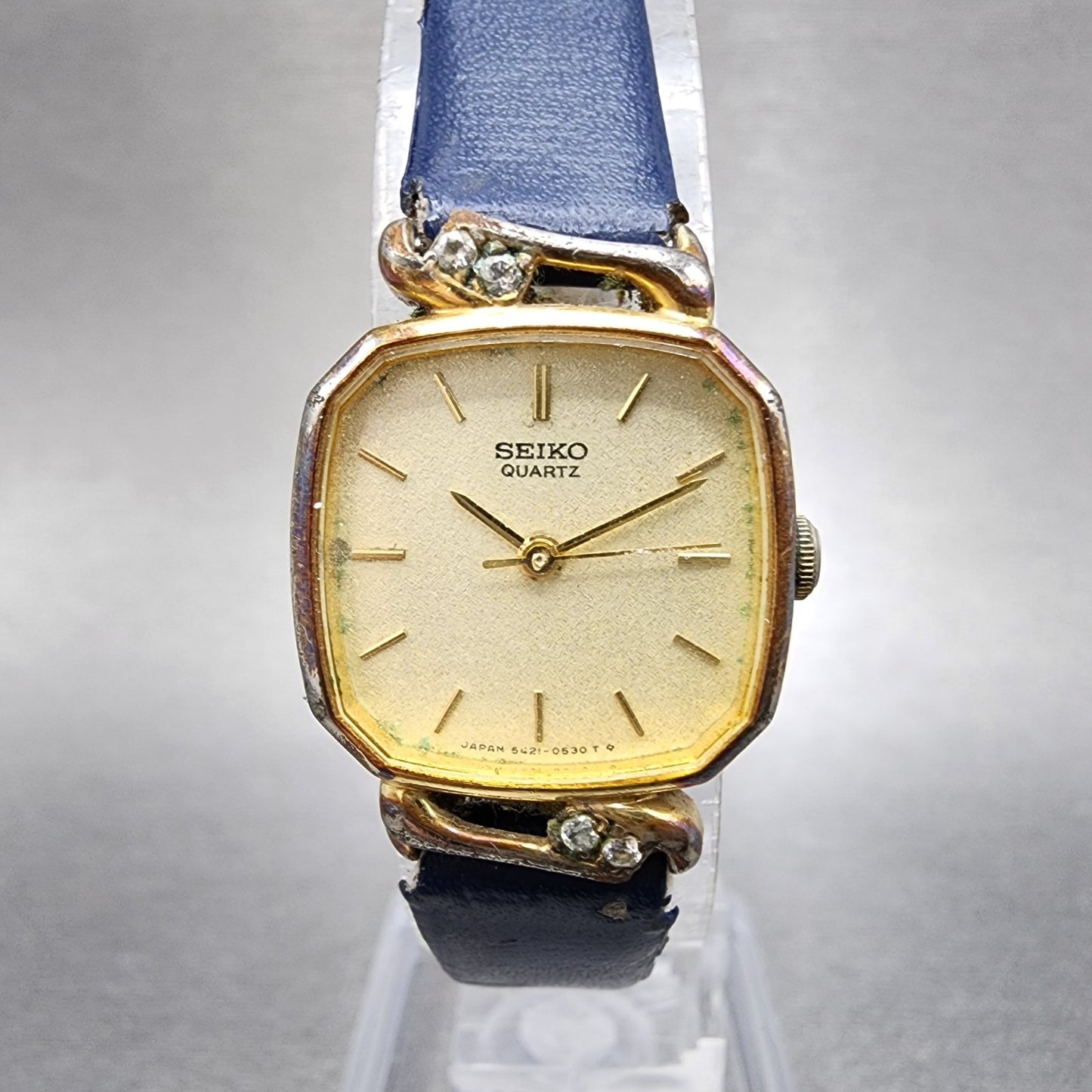 Seiko Watch Women 19mm Champagne Dial Gold Tone Octagon 54215240 New Battery0
