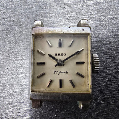 Rado Princess Watch Women 16mm White Dial Silver Tone Manual 21 Jewel PARTS VTG2