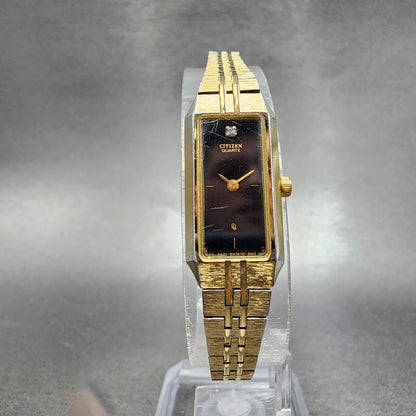 Citizen Tank Watch Women 13mm Black Dial Black Tone Rectangle New Battery5