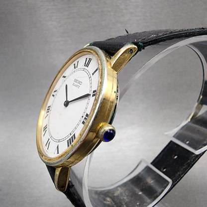 Seiko Watch Women 32mm White Dial Gold Tone Round 41108007 New Battery2