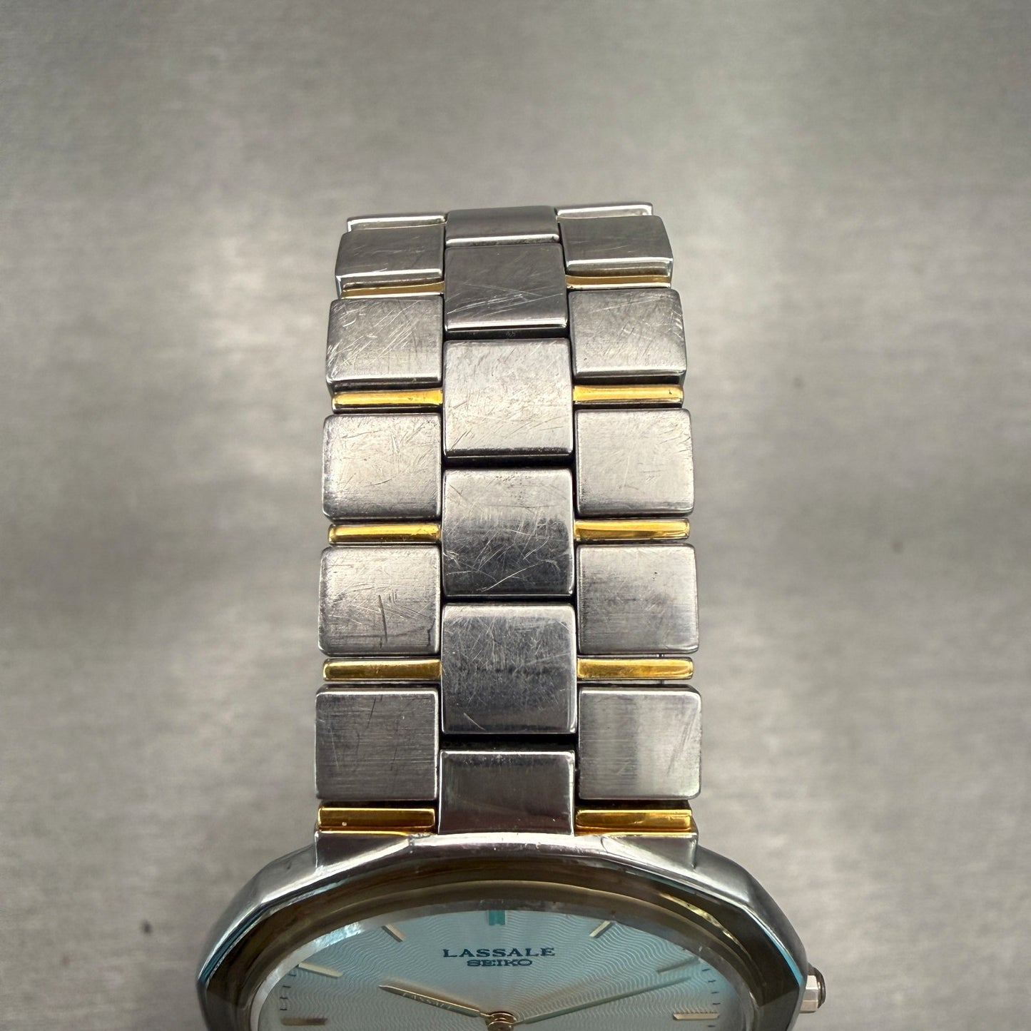 Seiko Lasalle Watch Men 32mm Silver Dial Two Tone Round 5A54-0350 New Battery4