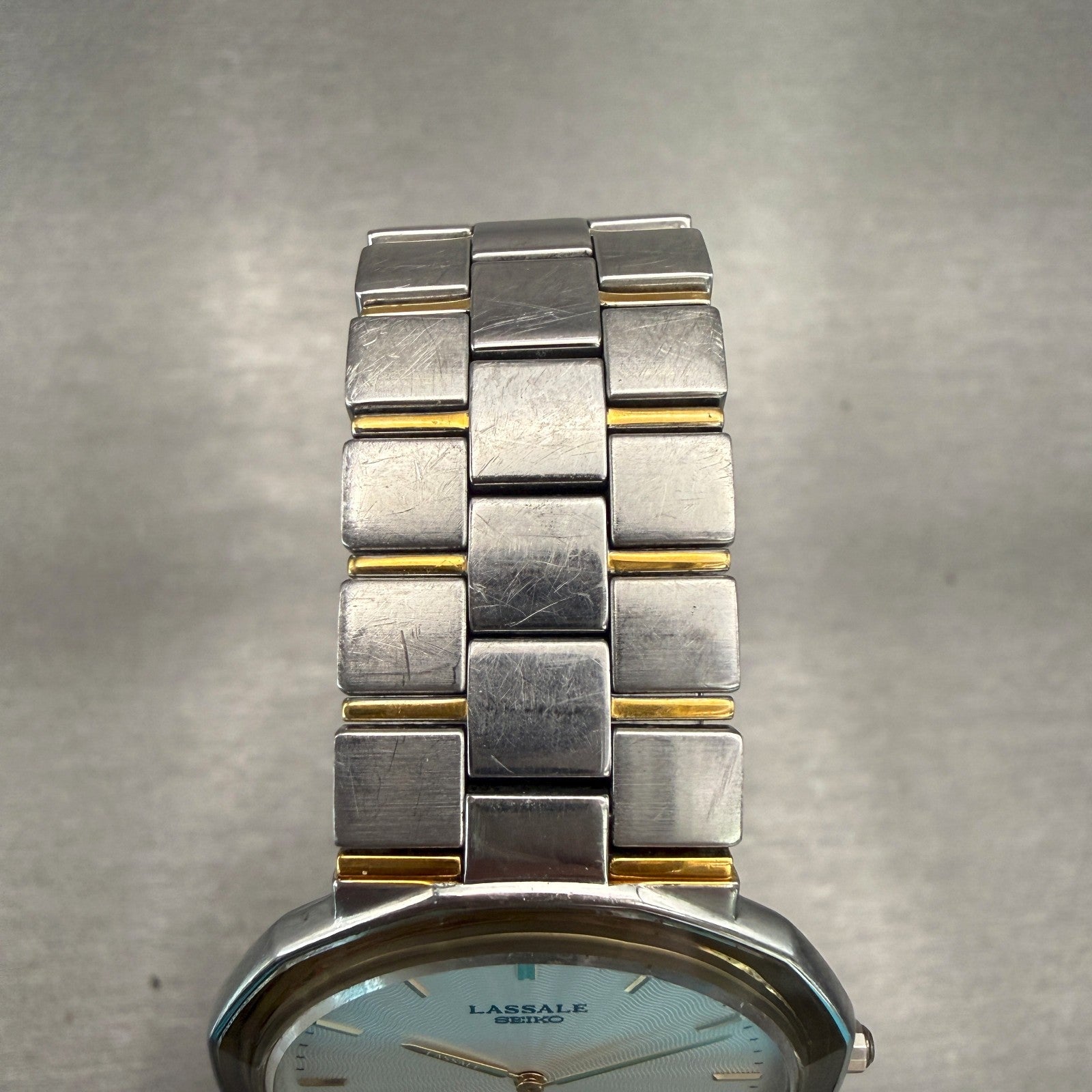 Seiko Lasalle Watch Men 32mm Silver Dial Two Tone Round 5A54-0350 New Battery4