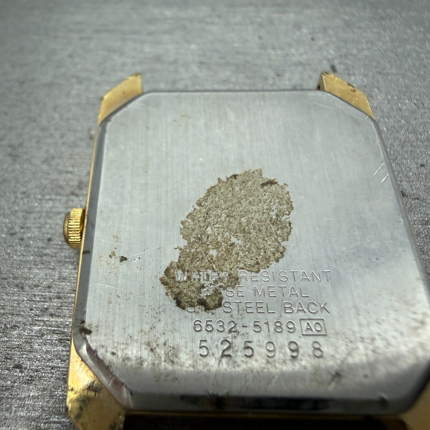 Seiko Tank Watch Men 27mm Gold Dial Gold Tone Date 6532-5189 Rectangle  PARTS7