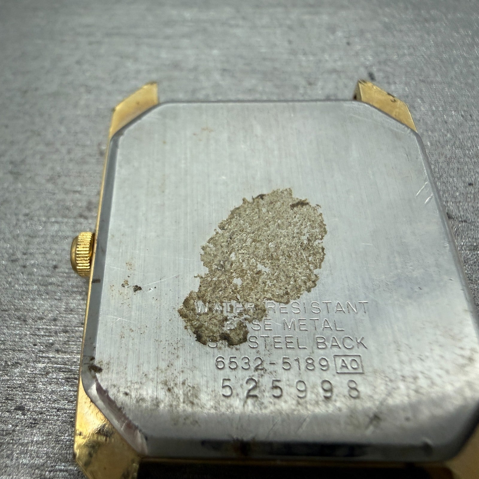 Seiko Tank Watch Men 27mm Gold Dial Gold Tone Date 6532-5189 Rectangle  PARTS7