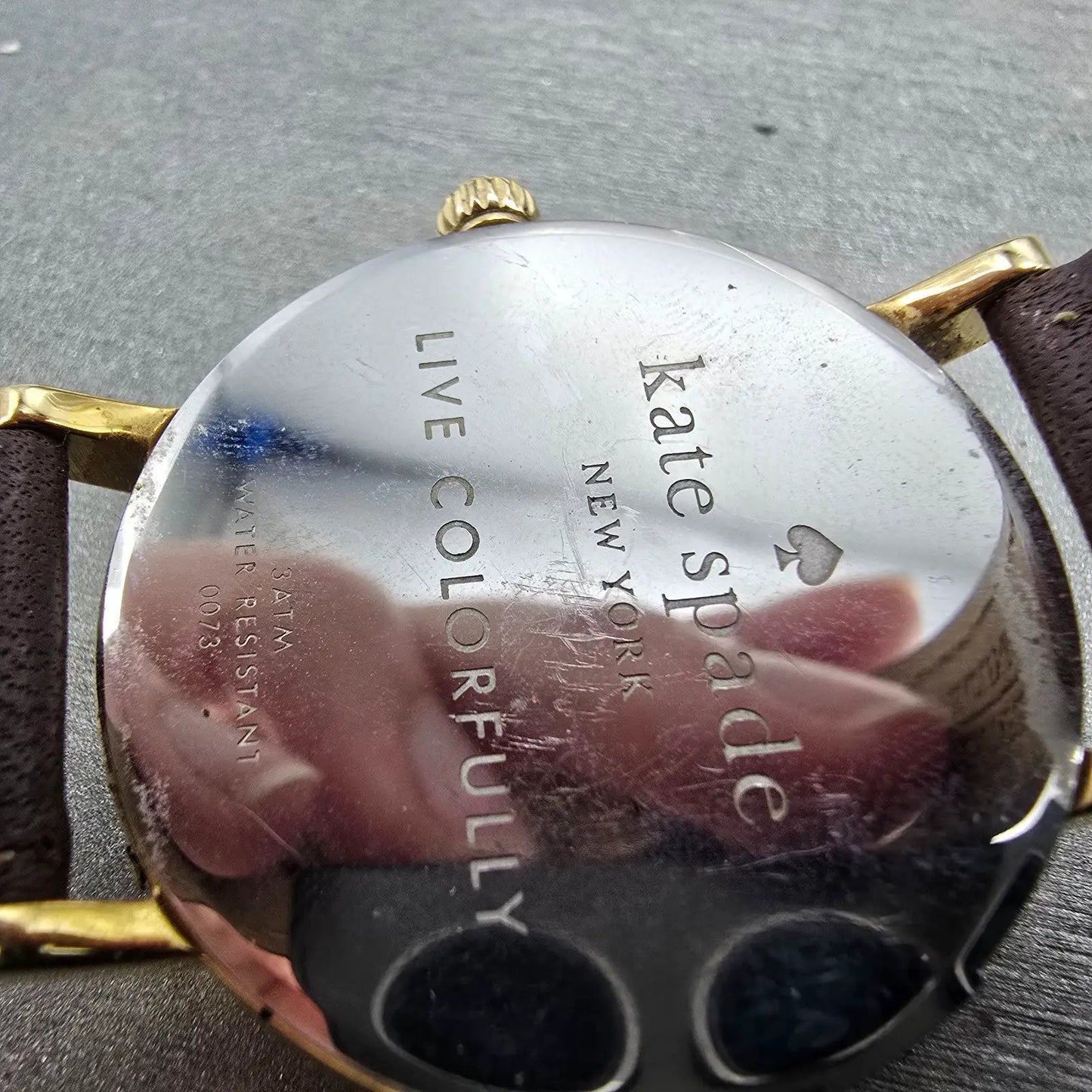 Kate Spade Metro watch Women 34mm Mop Dial Gold Tone Round 0073 New Battery9