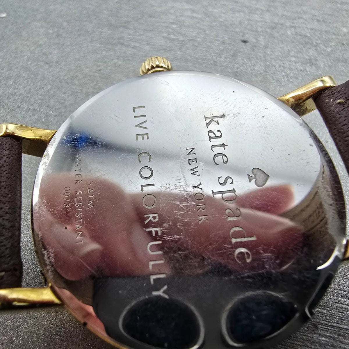 Kate Spade Metro watch Women 34mm Mop Dial Gold Tone Round 0073 New Battery9