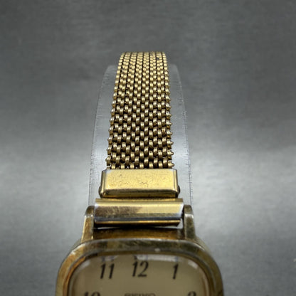 Seiko Tank Watch Women 20mm Champagne Dial Gold Tone 23205390 New Battery4