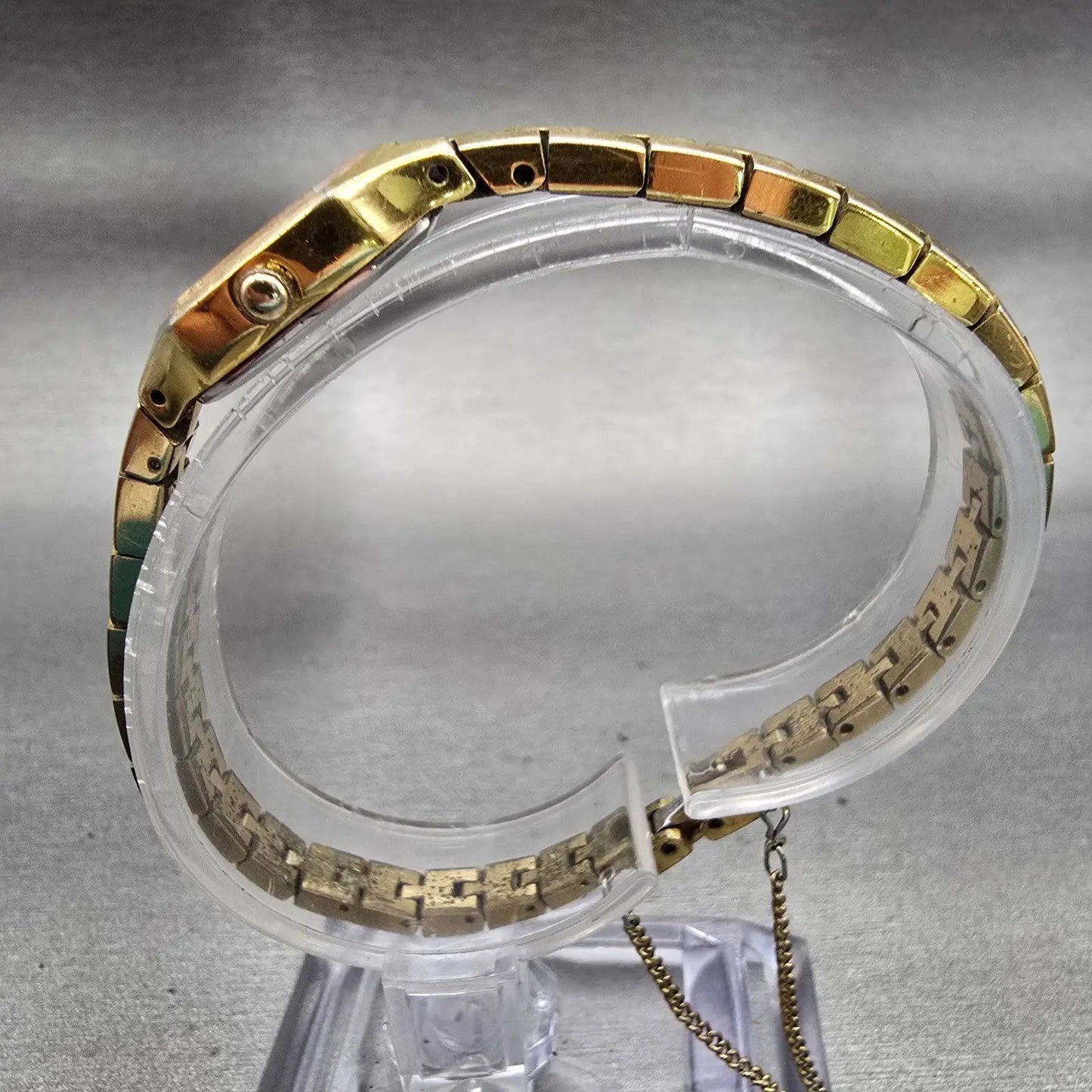 Seiko Watch Women 13mm Gold Dial Gold Tone Hexagon 1E20-5729 New Battery Vintage6