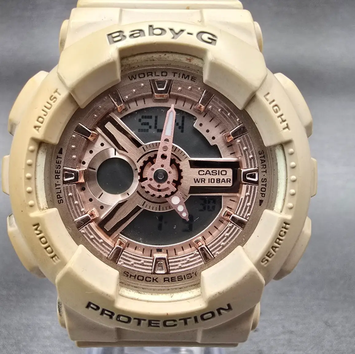 Casio Baby-G BA-110CP Watch Women 43mm Rose Gold Dial Chrono Alarm New Battery1
