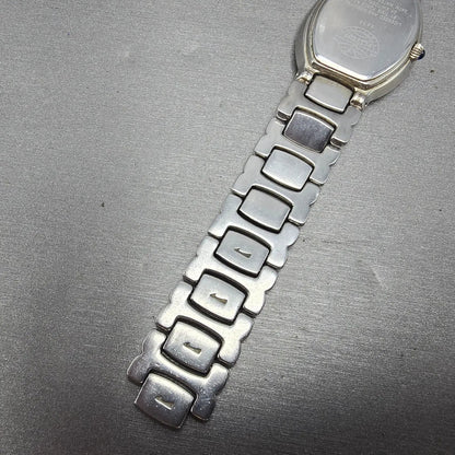Playboy Watch Men 29mm White Dial Silver Tone Oval New battery MISSING CLASP!!!15