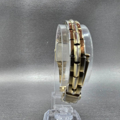 Seiko Solar Tank Watch Women 15mm Gold Dial Gold Tone Rectangle V116-0AH0 WorksL7