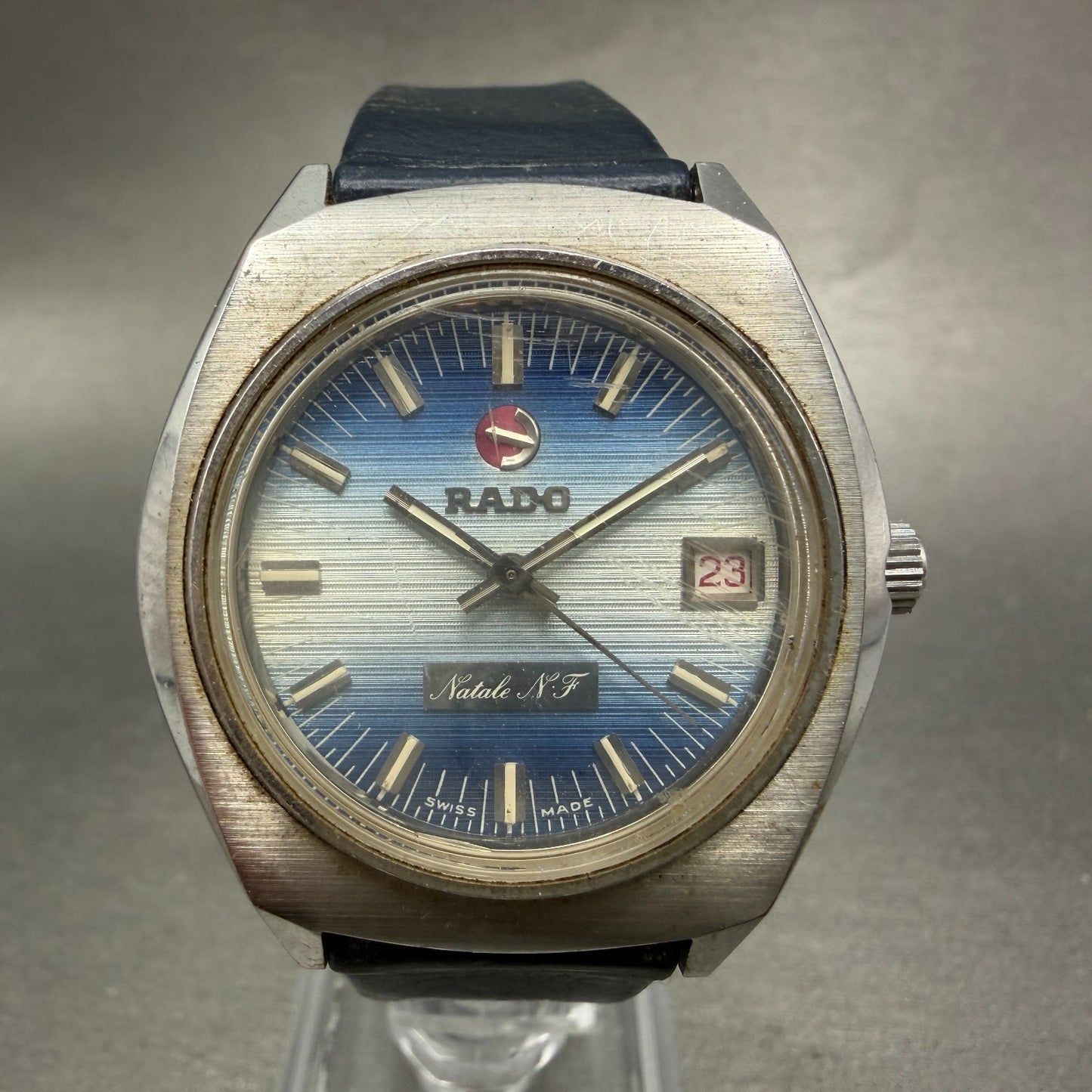 Rado Natale N.F Watch Men 37mm Blue Dial Steel Date Automatic PARTS0