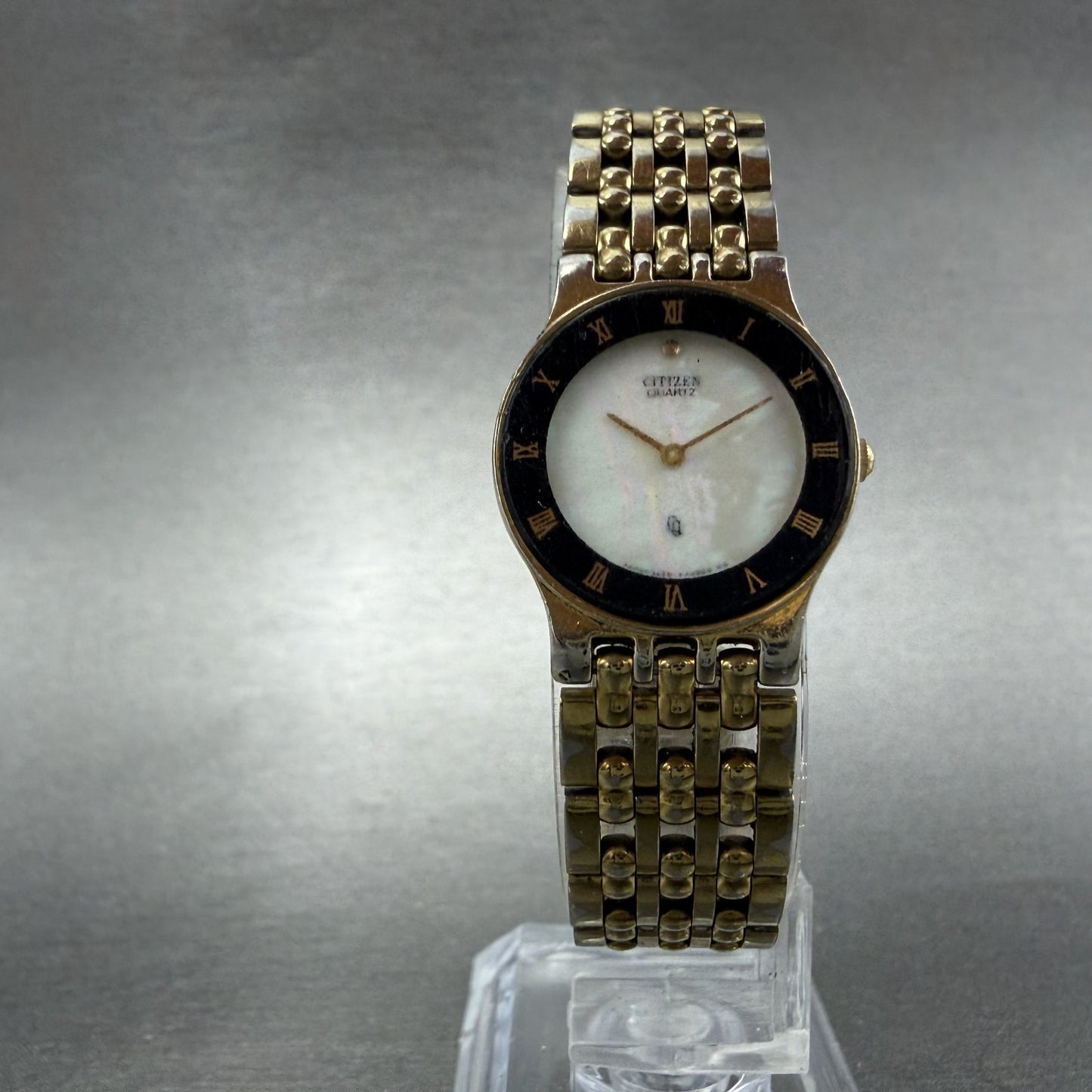 Citizen CQ Watch Women 21mm Mop Dial Gold Tone Round 5420-F41884 New Battery5