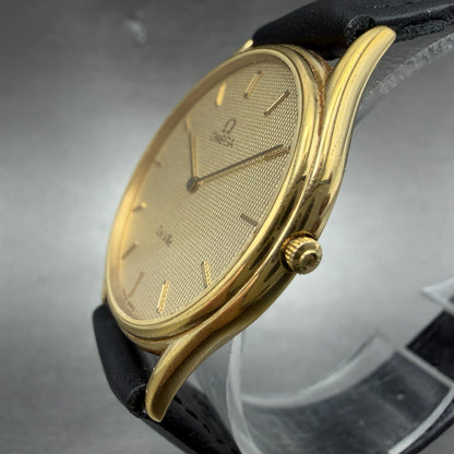 Omega De Ville Watch Men 32mm Gold Dial Gold Plated Round 191.0198 New Battery2
