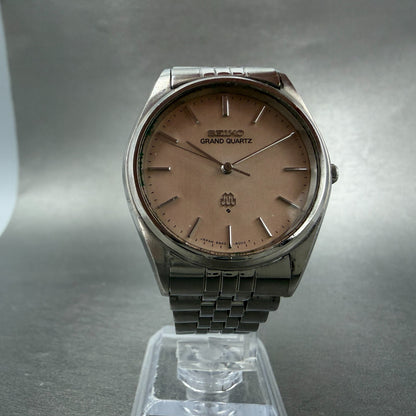 Seiko Grand Quartz Watch Men 35mm Pink Dial Silver Tone Round 9940-8000 New Batt5