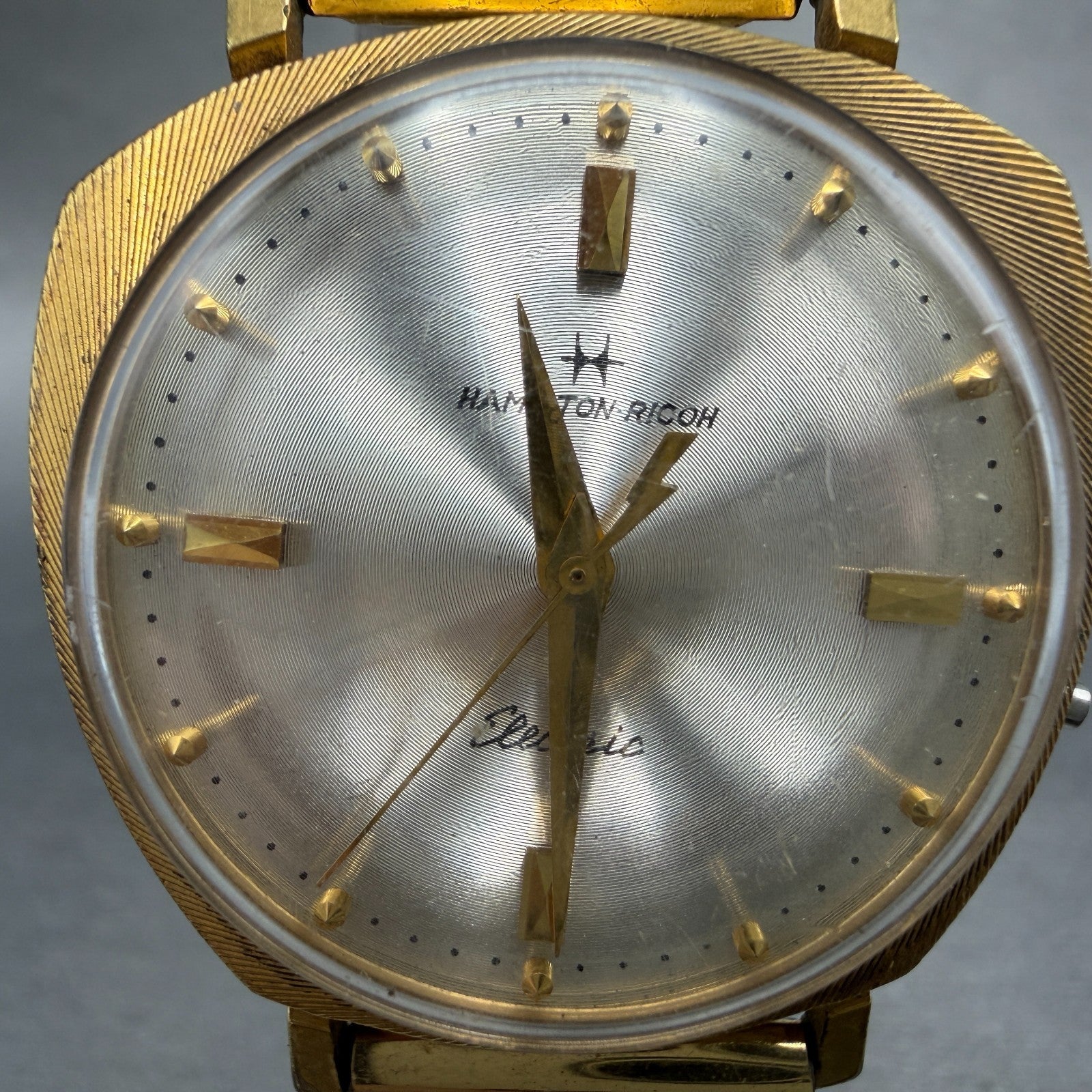 Hamilton Ricoh Electric Watch Men 35mm Champagne Dial Gold Asymmetrical PARTS2