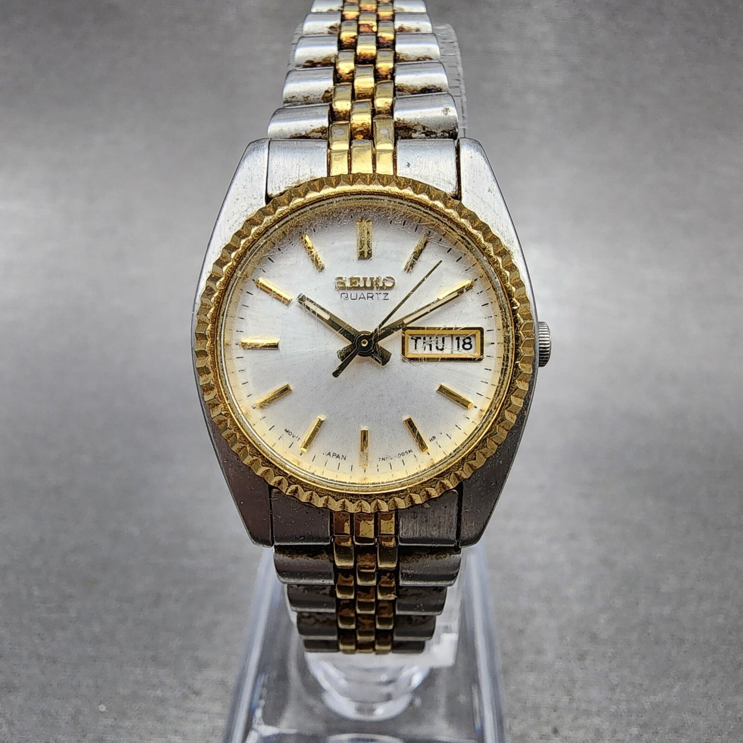 Seiko Watch Women 24mm Silver Dial Two Tone Daydate 7n830041 New Battery0