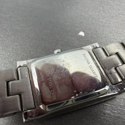 Bulova Tank Watch Women 18mm Black Dial Silver Tone Rectangle 96L37 New Battery19