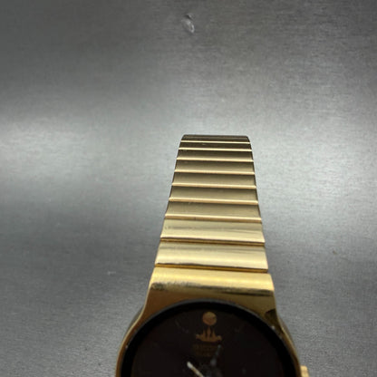 Seiko Watch Women 28mm Black Dial Gold Tone Round Vintage 5Y91-6014 PARTS5
