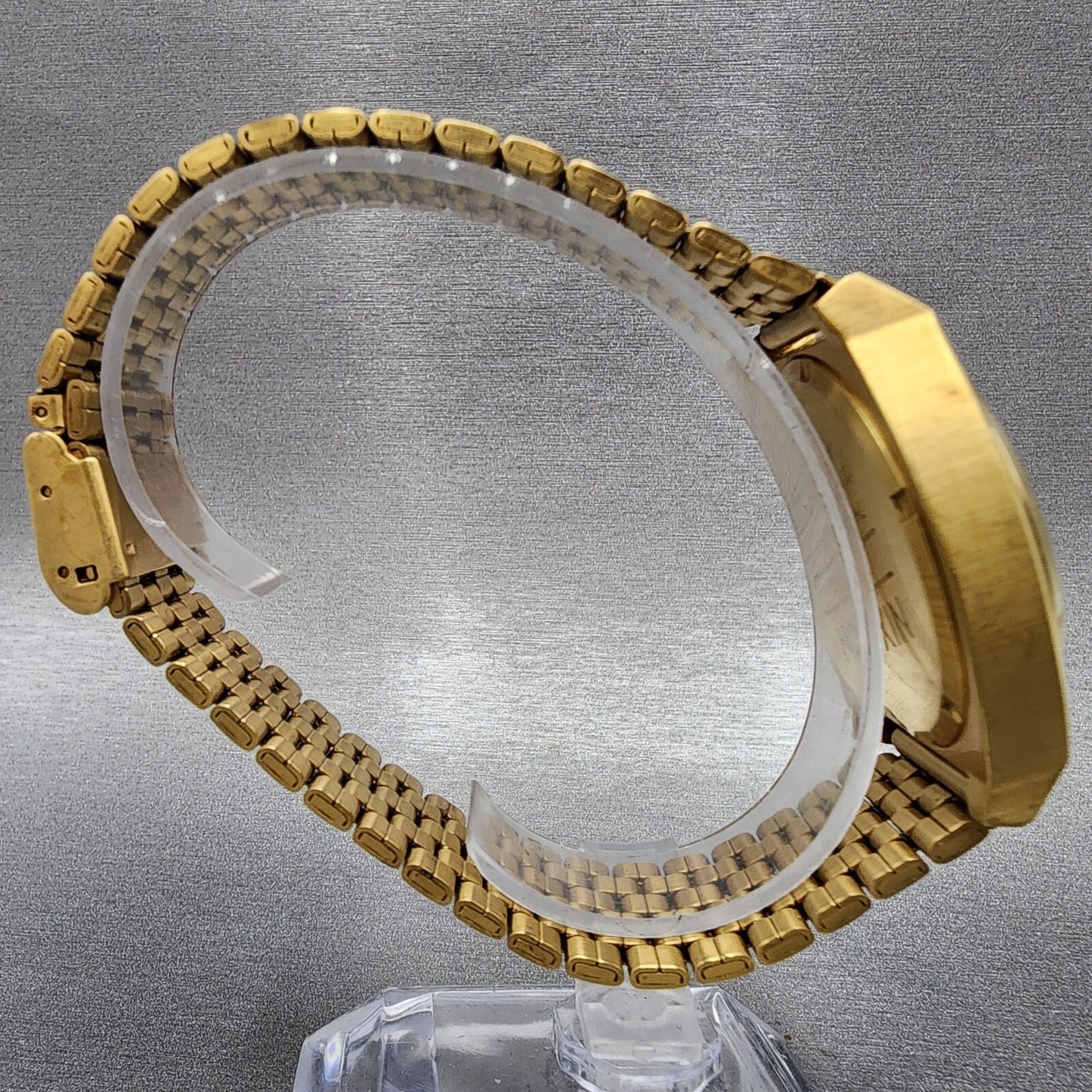 Nixon Time Teller Watch Men 37mm Gold Dial Gold Tone Round New Battery8