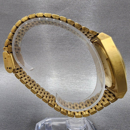 Nixon Time Teller Watch Men 37mm Gold Dial Gold Tone Round New Battery8
