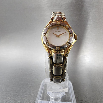 Seiko Watch Women 22mm MOP Dial Two Tone Round 1n000fz0 New Battery5