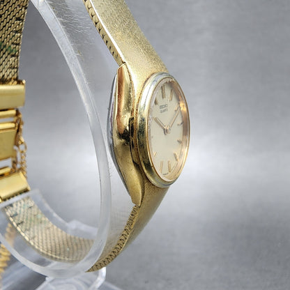 Seiko Watch Women 19mm Champagne Dial Gold Tone Round 160079 New Battery3