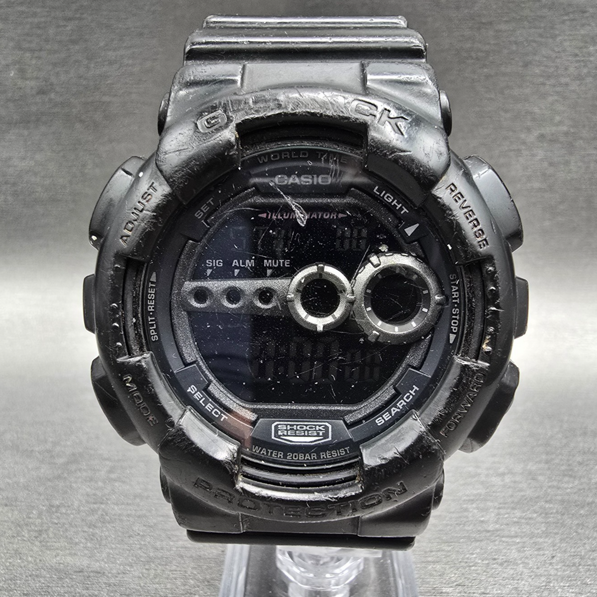 Casio G-Shock GD-100 Watch Men 51mm Black Chrono Alarm Round New Battery READ0
