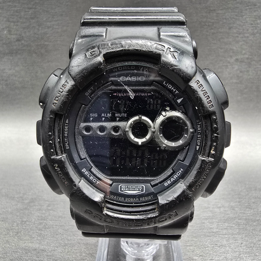 Casio G-Shock GD-100 Watch Men 51mm Black Chrono Alarm Round New Battery READ0