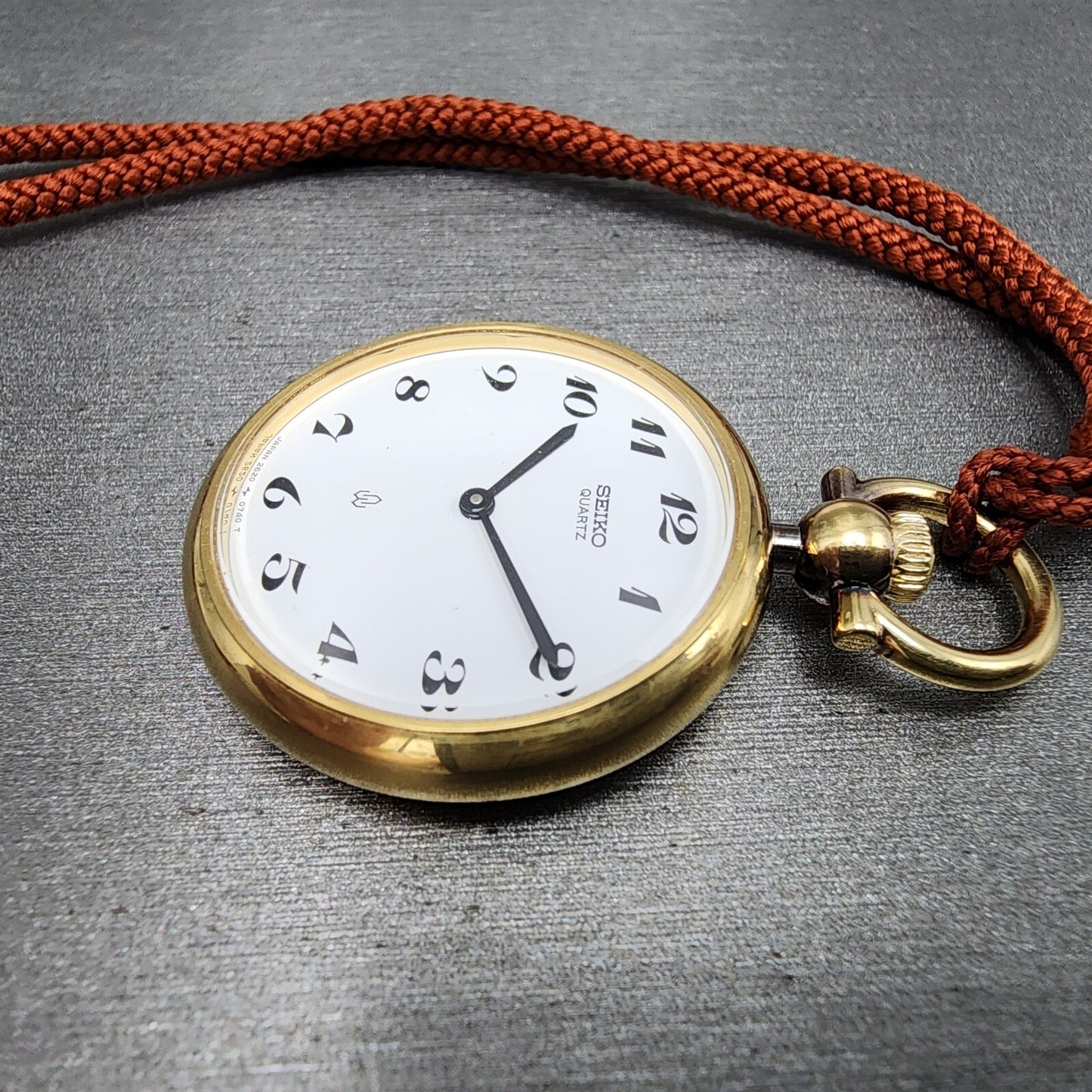 Seiko Pocket Watch 29mm White Dial Gold Tone Round 2620 New Battery3