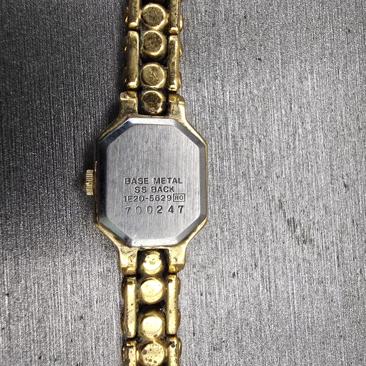 Seiko Watch Women 14mm Gold Dial Gold Tone Octagon 1E20-5629 Vintage New Battery10