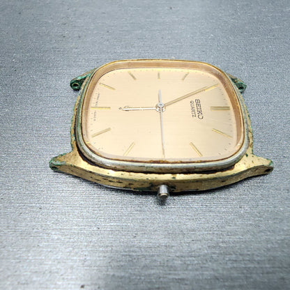 Seiko Tank Watch Men 30mm Champagne Dial Gold Tone 78305210 New Battery READ!!!5