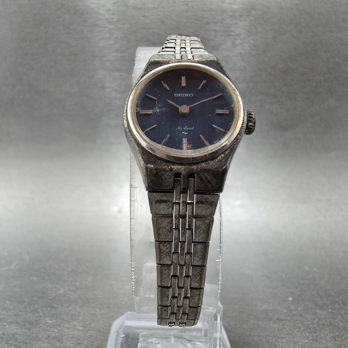 Seiko Watch Women 20mm Blue Dial White Gold Plated Round 1120-0080 Manual Runs5