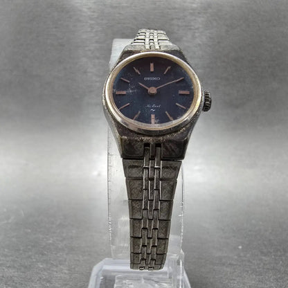 Seiko Watch Women 20mm Blue Dial White Gold Plated Round 1120-0080 Manual Runs5