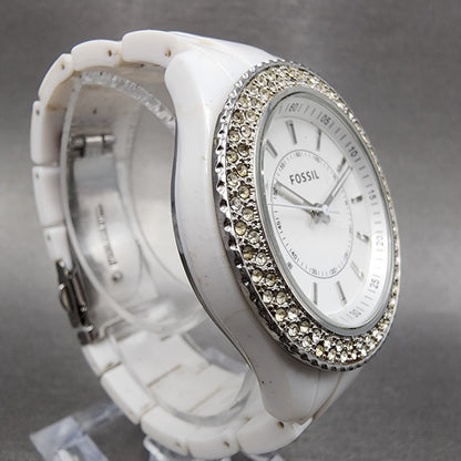 Fossil Stella Watch Women 38mm White Dial White Tone Round ES2444 New Battery3