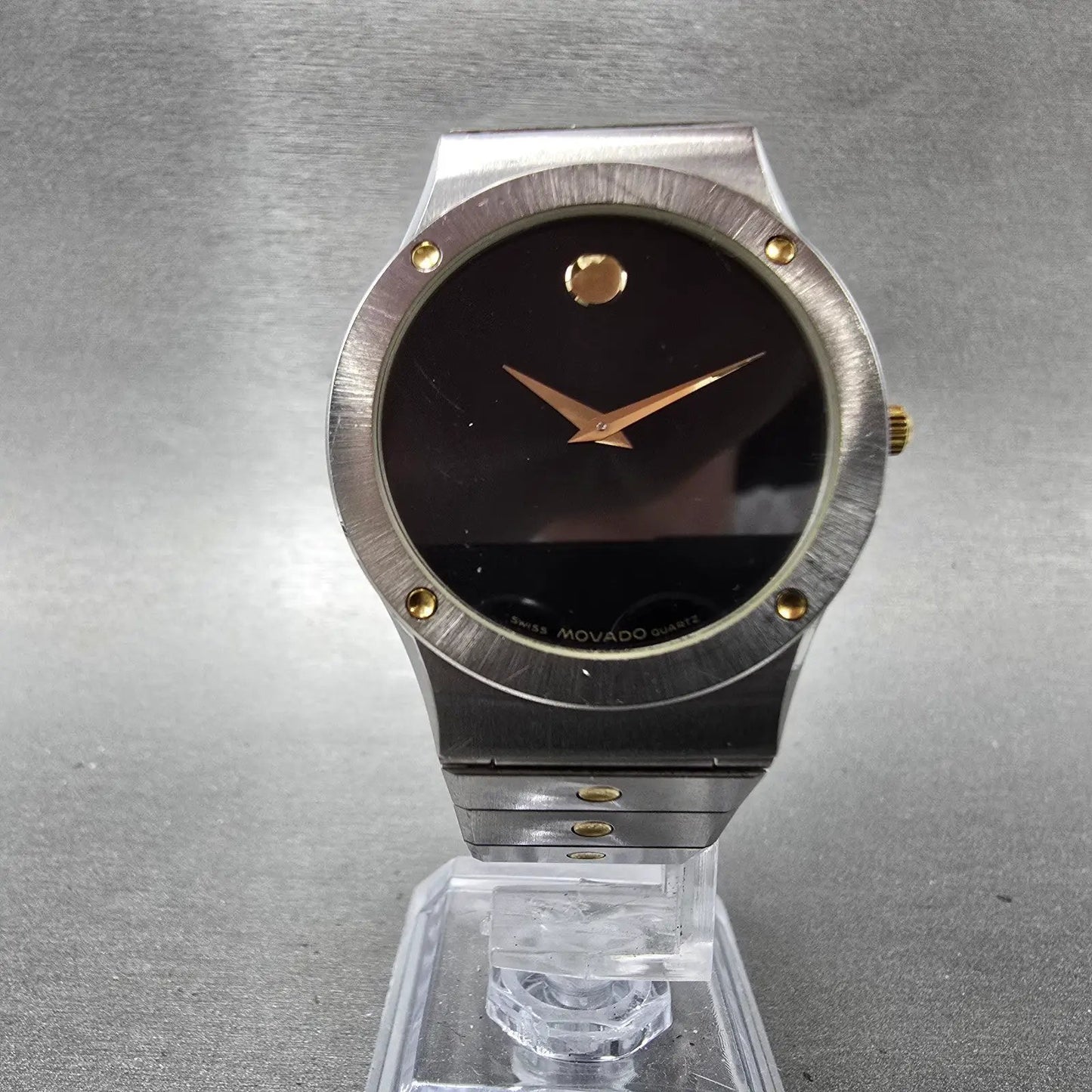 Movado Museum Watch Men 32mm Black Dial Two Tone Round 86-42-876K New Battery5