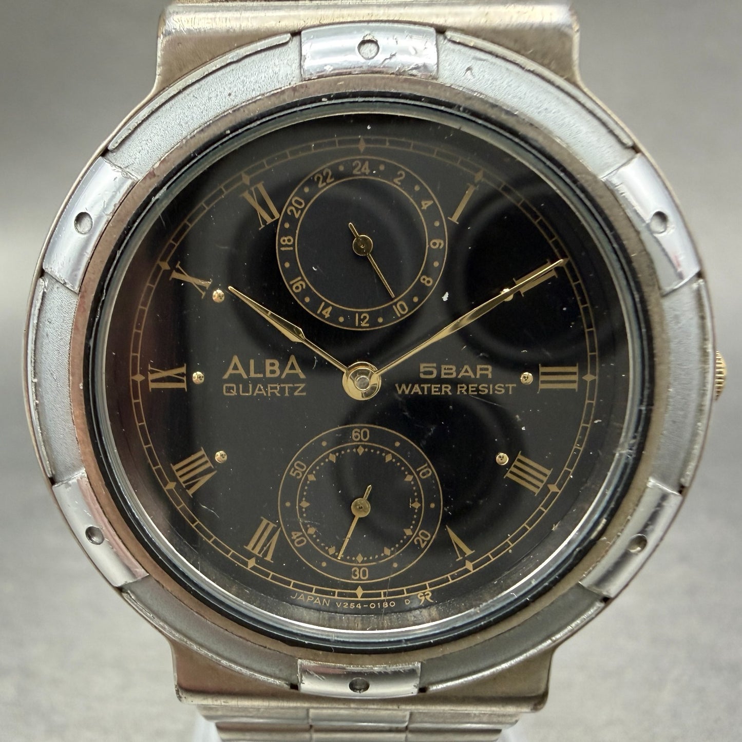 Seiko ALBA Watch Men 34mm Black Dial Silver Tone Round V254-0110 New Battery1