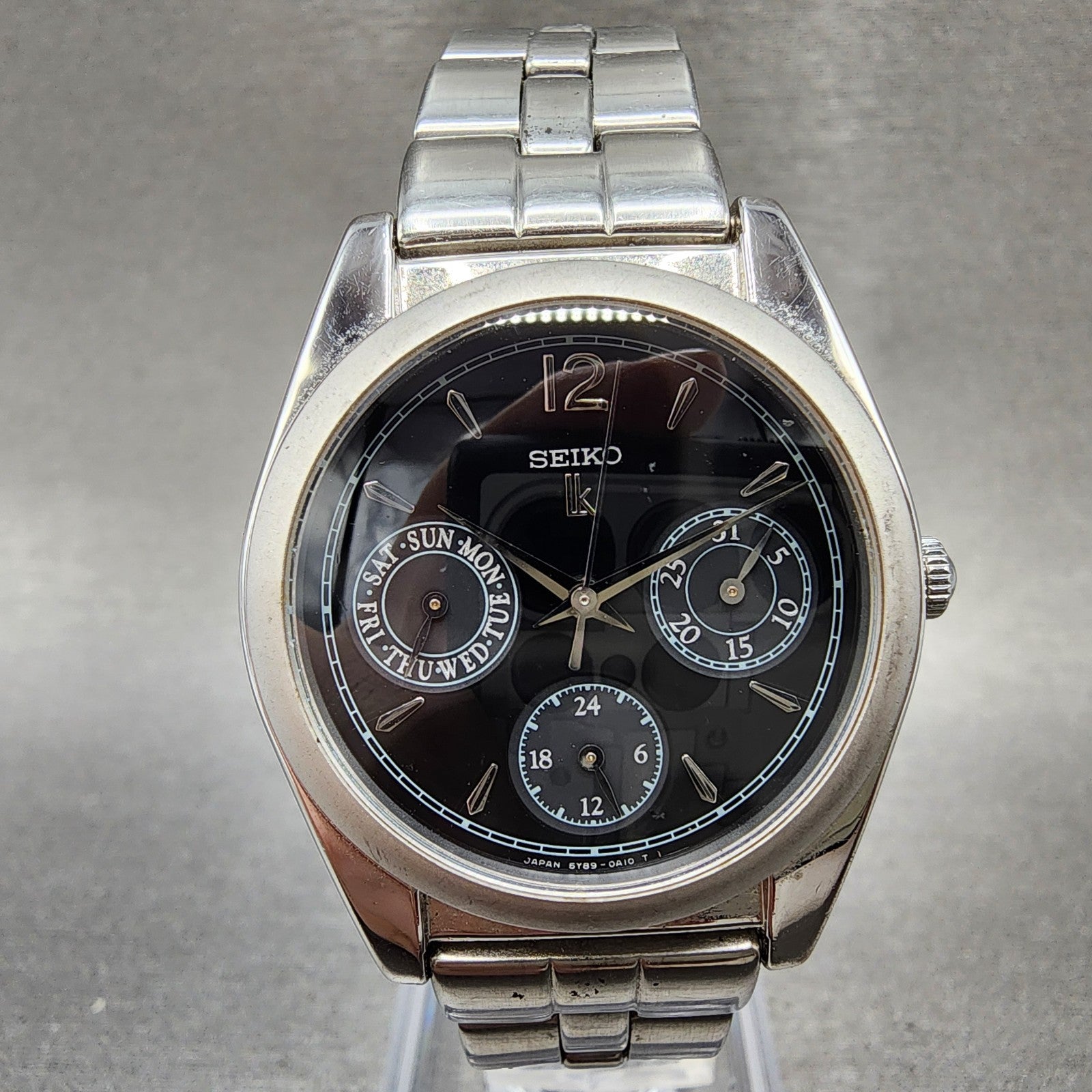 Seiko Lukia Watch Women 31mm Black Dial Silver Tone Daydate 5y890a10 NewBattery0