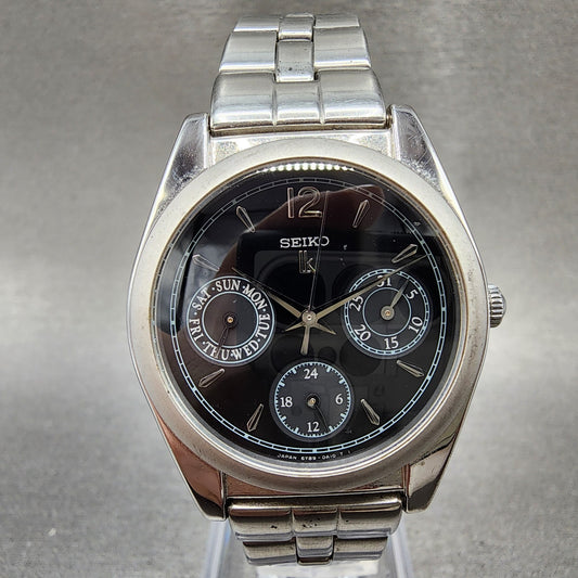 Seiko Lukia Watch Women 31mm Black Dial Silver Tone Daydate 5y890a10 NewBattery0