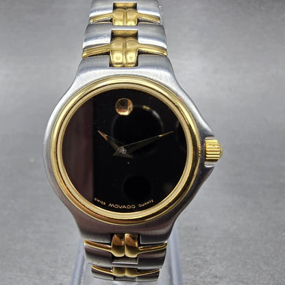 Movado Museum Watch Women 26mm Black Dial Two Tone Round 81.A1.827 New Battery P0